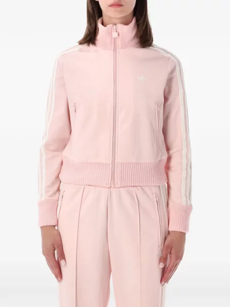 Geacă Adidas cu broderie cu dungi tricotate negru