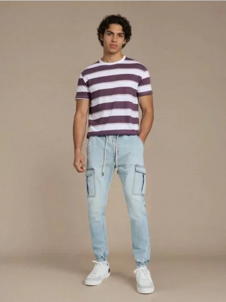 Sinsay Džíny jogger s efektem praní modrá