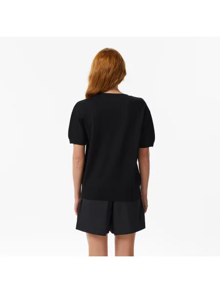 Lacoste Bluzka Z Okrągłym Dekoltem Z Krótkim Rękawem Relaxed Fit czarna