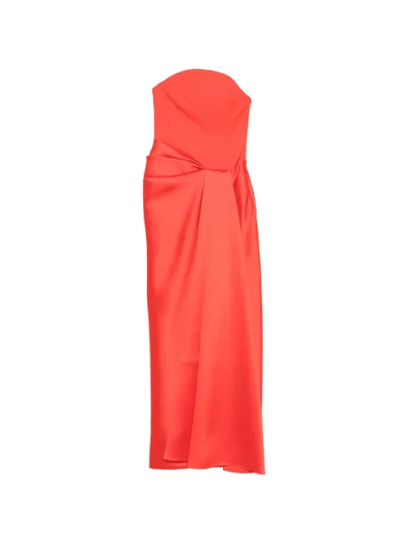 Rochie maxi Solace London drapată fără bretele roșu