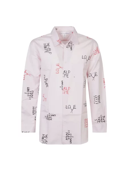 Koszula Comme Des Garcons z nadrukiem różowa