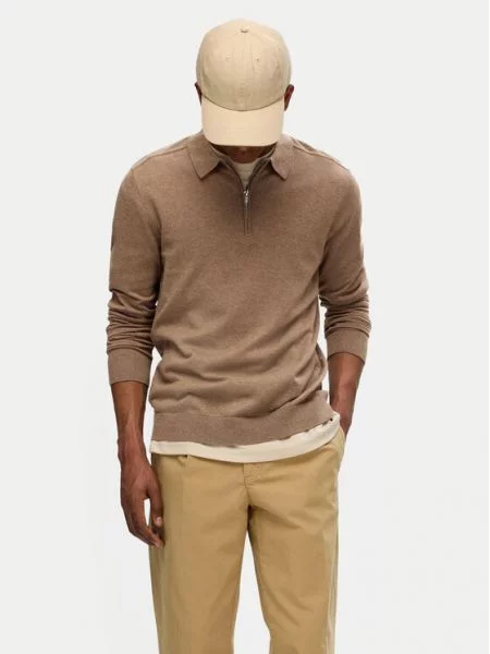 SELECTED Pulover SLHBerg pikčasto rjava