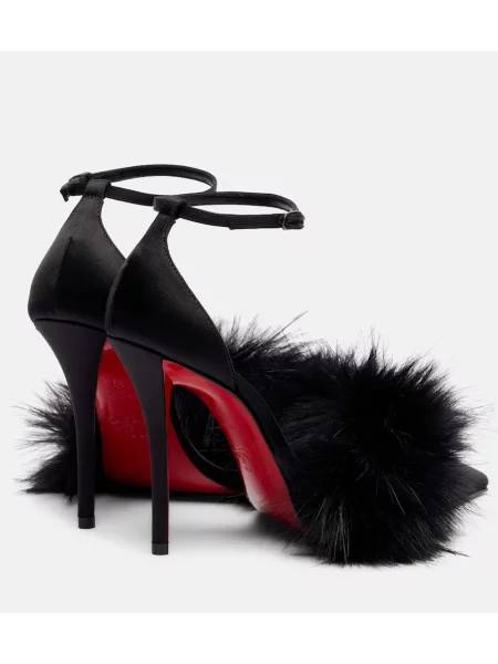 Pantofi cu toc Christian Louboutin din satin negru