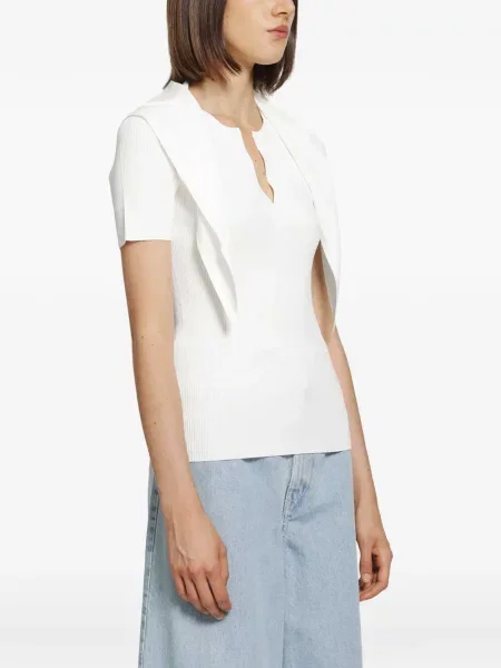 Top Max Mara tricotate cu legături alb
