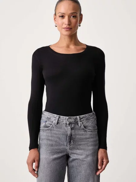 Tricou cu mânecă lungă Mos Mosh din modal negru