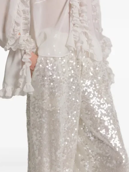 Pantaloni Alberta Ferretti cu paiete alb