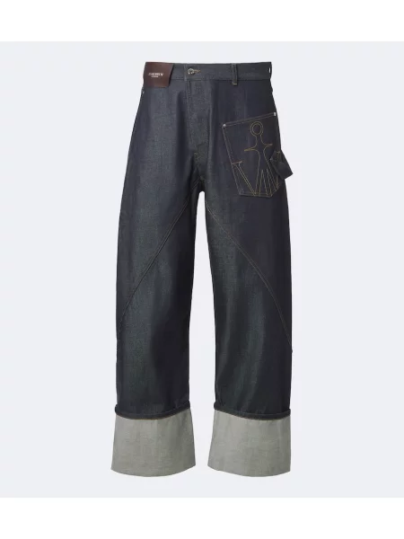 Blugi cu picior larg Jw Anderson cu broderie albastru