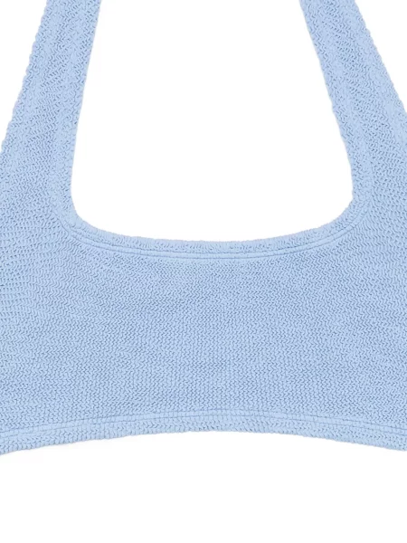 Bikini Hunza G cu gât halter albastru