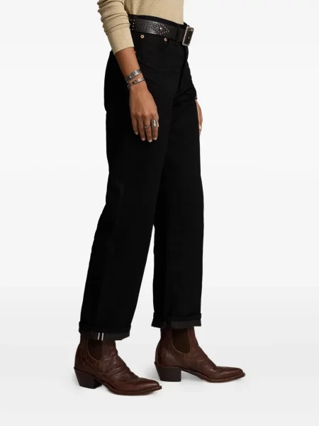 Blugi Ralph Lauren Rrl cu talie înaltă negru