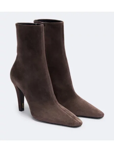 Cizme scurte Saint Laurent din piele de căprioară maro