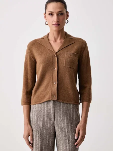 Marella cardigan pentru femei din lână MLSALPACA maro