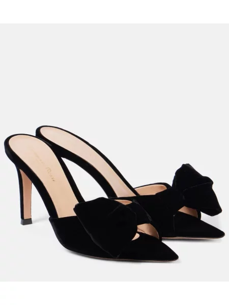 Papuci tip mules Gianvito Rossi cu funde de catifea negru