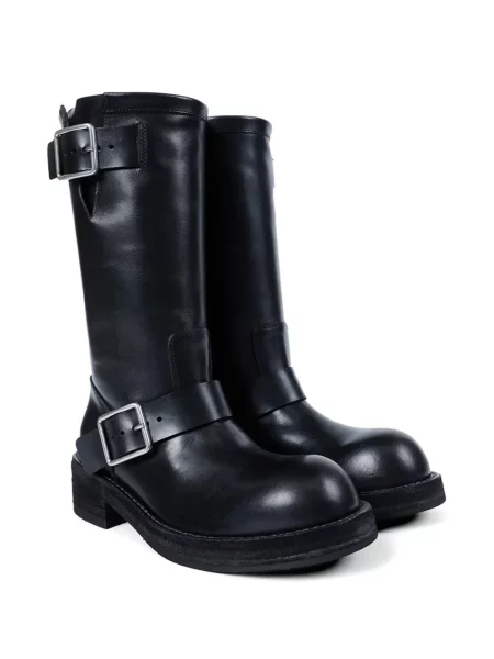 Botine Ann Demeulemeester din piele cu cataramă negru