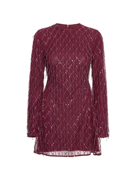 Rochie mini Rotate Birger Christensen cu paiete evazată roșu