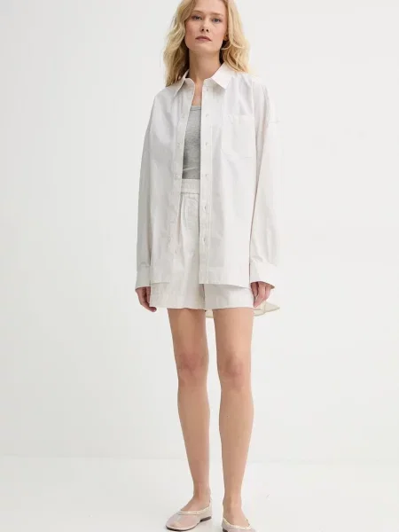 Herskind szorty Alma wzorzyste high waist beżowy