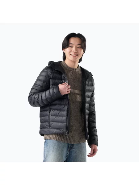 Geacă cu puf pentru bărbați Smartwool Winterloft Hooded black negru