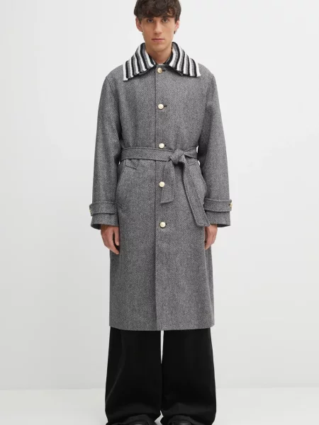 Drôle de Monsieur palton de lână Le Manteau Tweed gri