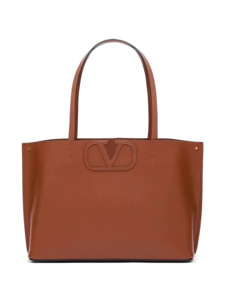 Geantă shopper Valentino Garavani maro