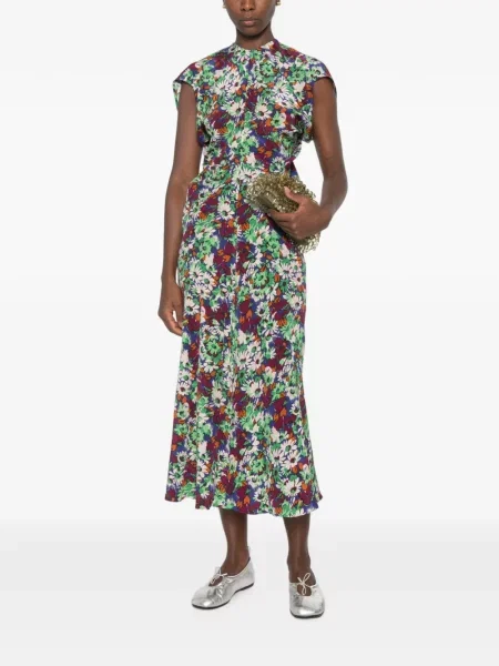 Rochie midi Marni cu model floral cu imagine verde