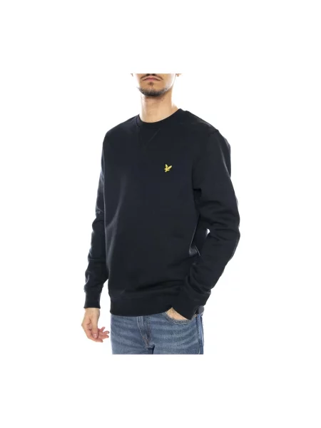 Sweter Lyle & Scott z okrągłym dekoltem niebieski