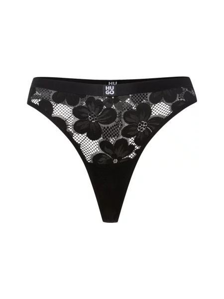 HUGO Stringi Bloom Lace Thong Kobiety Sztuczne włókno S czarny