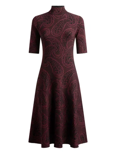 Rochie midi Etro cu model paisley până la genunchi de costum roșu