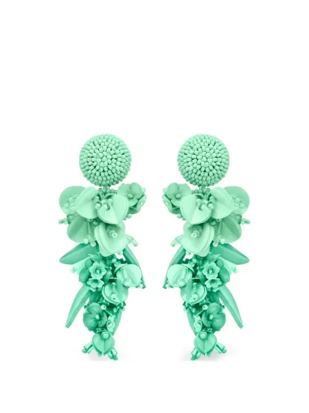 Cercei Oscar De La Renta cu model floral verde