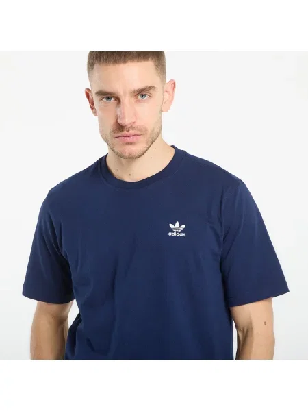 Тениска adidas Originals Trefoil тъмносиньо с изчистен дизайн бяло