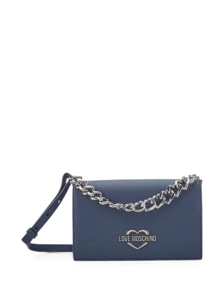 Colier Love Moschino cu motiv cu inimi cu autograf albastru