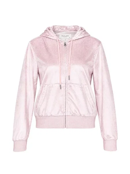 Hanorac cu glugă Rag & Bone de catifea roz