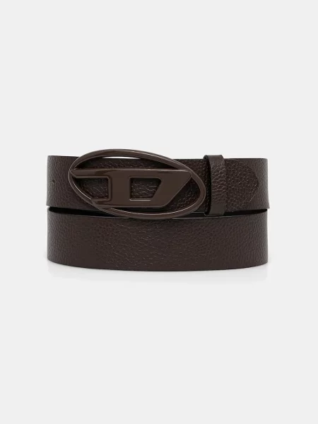 Diesel curea de piele OVAL D LOGO maro