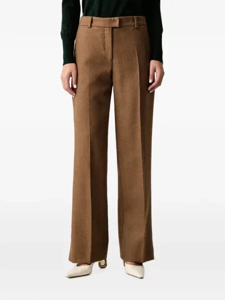Pantaloni Luisa Spagnoli cu model herringbone maro