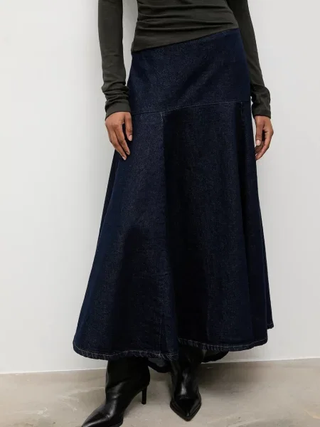 Джинсова спідниця Answear.LAB maxi розкльошена синій
