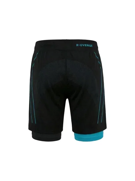 Spodenki z ocieplaczem czarne/jasnoniebieskie trening fitness czarne