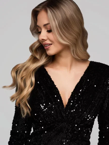 Rochie de seară Edoti cu paiete negru