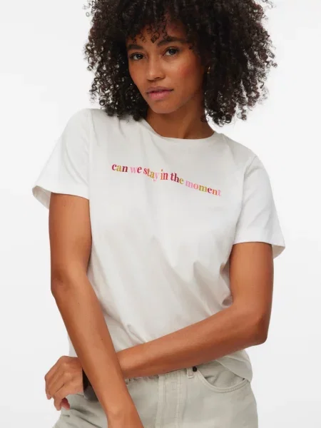 VERO MODA Marškinėliai VMKYANNA nendrių / oranžinė / granatų balta