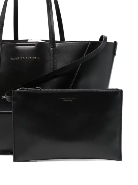Geanta de piele Brunello Cucinelli din piele negru