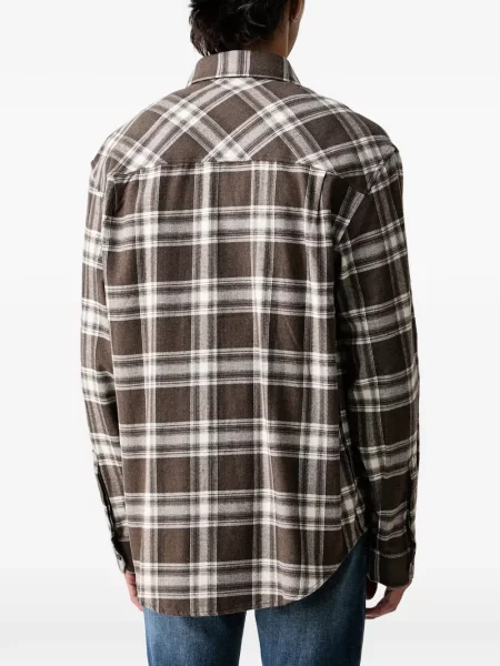 Cămașă Armani Exchange în carouri maro