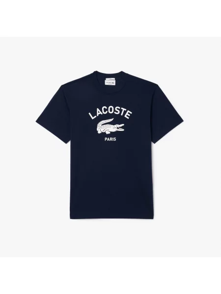 Lacoste T-Shirt Z Nadrukiem granatowa