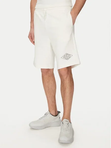 HUGO Pantaloni scurți sport Damtus Écru alb
