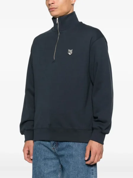 Hanorac Maison Kitsune de jumătate de fermoar albastru