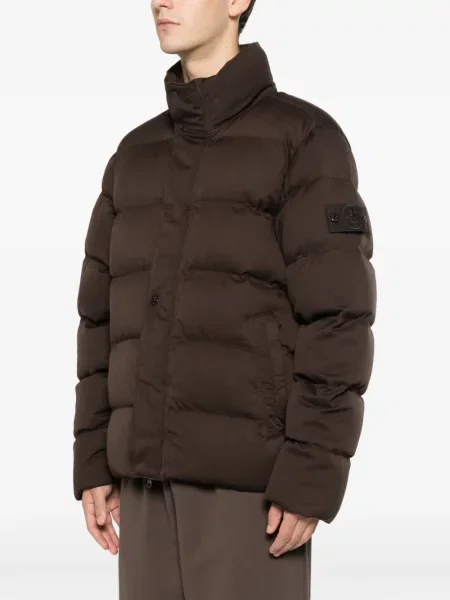 Geacă cu puf Stone Island cu strasuri maro