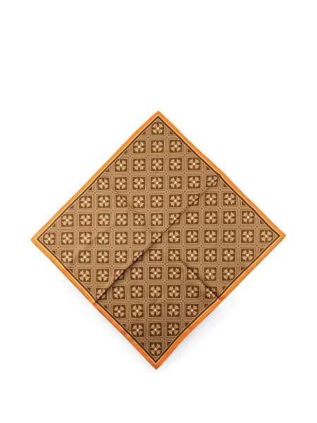 Fular Chrome Hearts de mătase cu motiv cu inimi maro