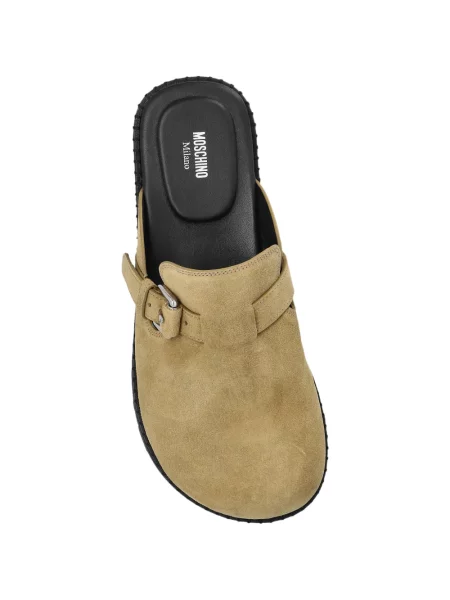 Papuci tip mules Moschino din piele de căprioară