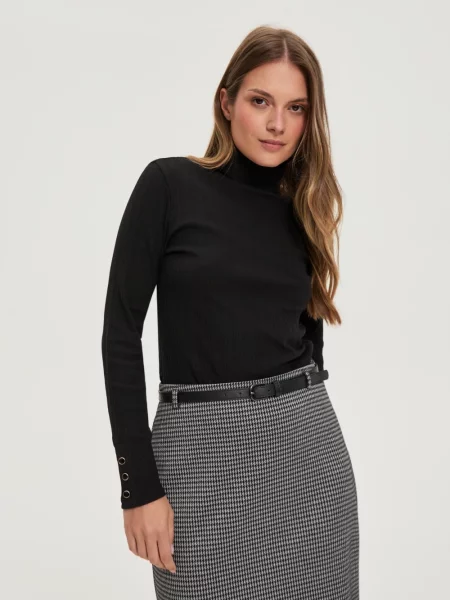 Tricou cu mânecă lungă Marisse cu mâneci lungi negru