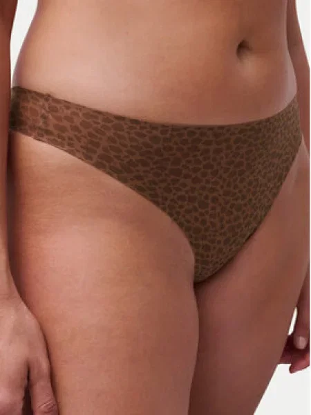 Chantelle Stringové nohavičky Soft Stretch hnedá