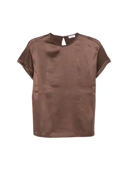 Bluzka Brunello Cucinelli w paski z dżerseju casual brązowa