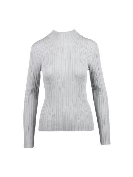 Lniany sweter z golfem Calvin Klein szary