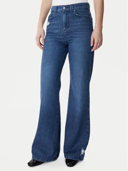Marella Jeans hlače Wide Leg modra