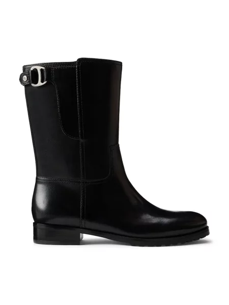 Kožené členkové topánky Lauren Ralph Lauren Tasha Mid čierna